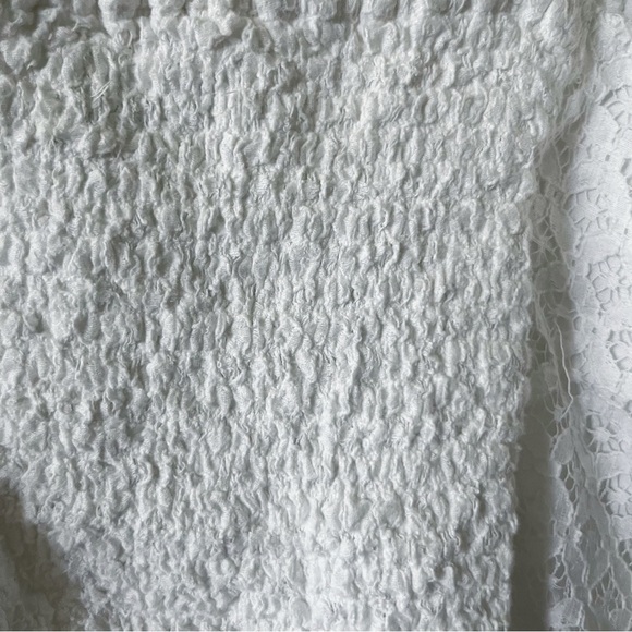 Hollister Crop Top Medium Eyelet Lace Crochet Smocked Western Boho Prairie - Picture 7 of 10